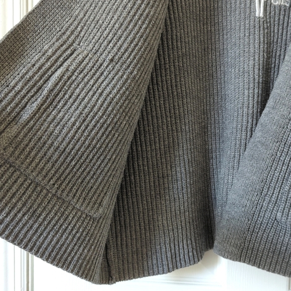 The Beach People The Twin Palms Ribbed Knit Open Front Cardigan Sweater Gray M/L - Picture 8 of 14